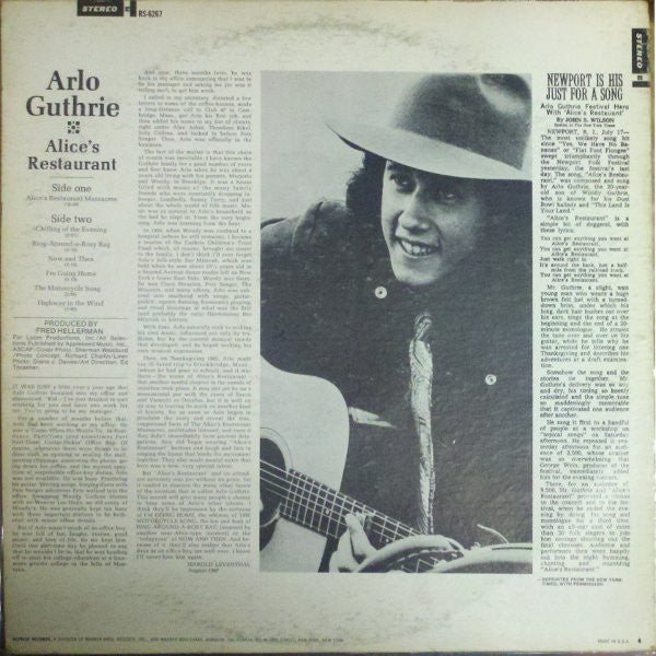 Arlo Guthrie : Alice's Restaurant (LP, Album, Pit)