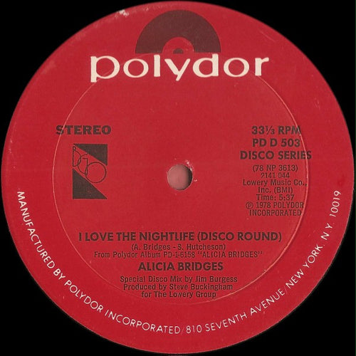 Alicia Bridges : I Love The Nightlife (Disco Round) (12")