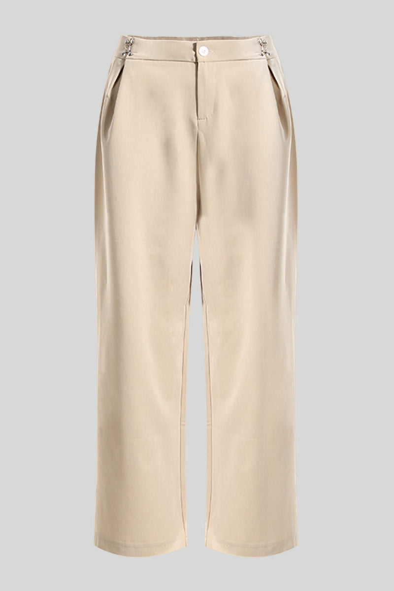 Ruched Pocketed Straight Pants