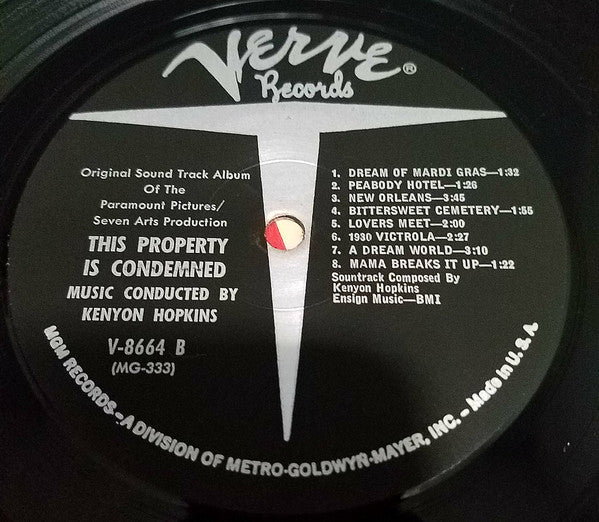 Kenyon Hopkins : This Property Is Condemned - Original Sound Track Album (LP, Album, Mono)