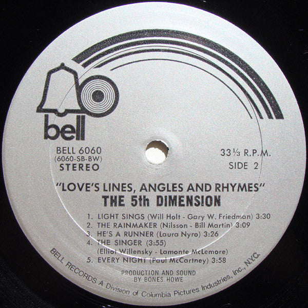 The Fifth Dimension : Love's Lines, Angles And Rhymes (LP, Album, BW)