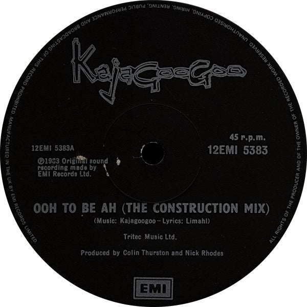 Kajagoogoo : Ooh To Be Ah (The Construction Mix) (12", Single)