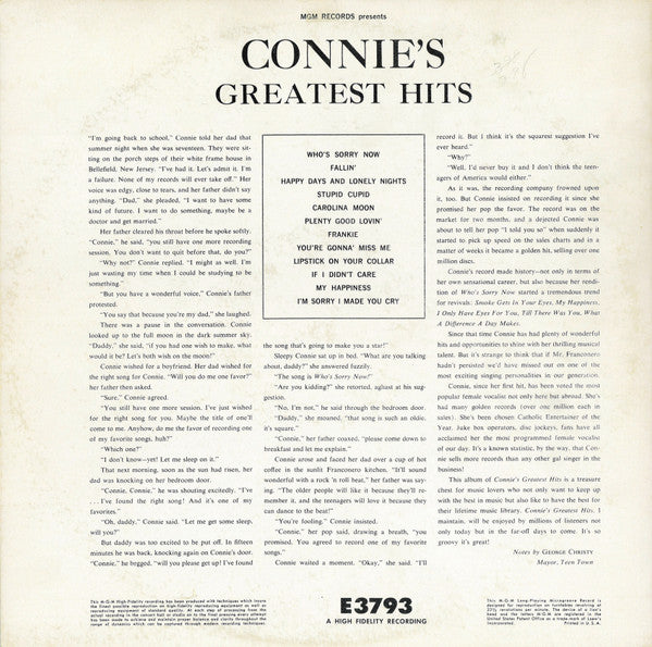 Connie Francis : Connie's Greatest Hits (LP, Comp, Mono)