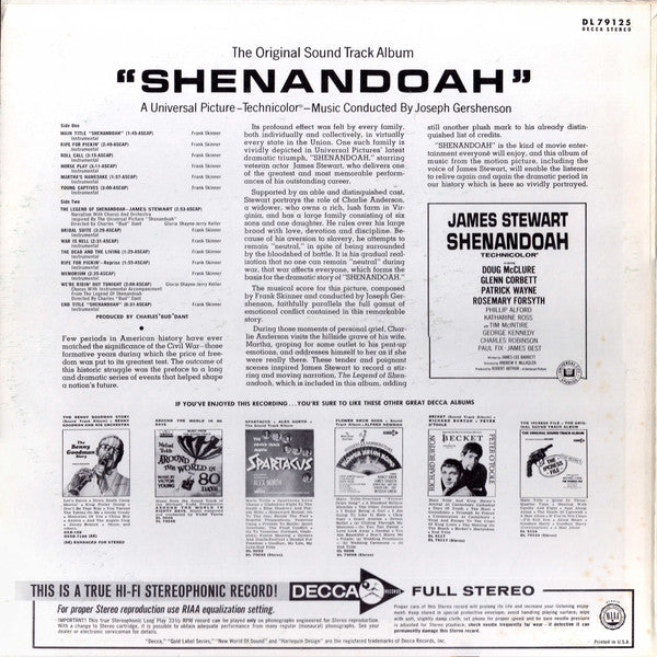 Joseph Gershenson : Shenandoah, The Original Soundtrack Album (LP)