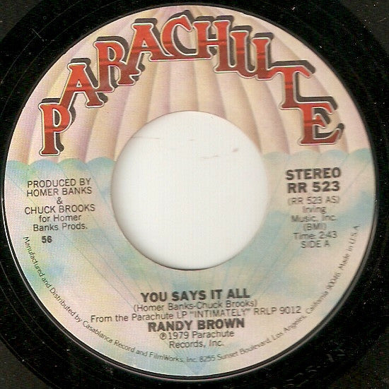 Randy Brown (2) : You Says It All / Crazy 'Bout You Baby (7", Single)