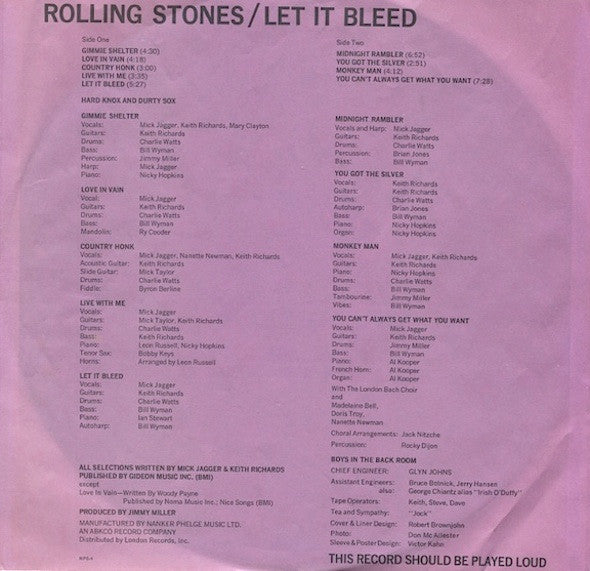 The Rolling Stones : Let It Bleed (LP, Album, Ter)
