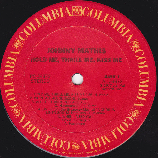 Johnny Mathis : Hold Me, Thrill Me, Kiss Me (LP, Album, Pit)