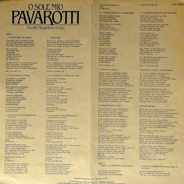 Luciano Pavarotti : O Sole Mio Favorite Neapolitan Songs (LP)