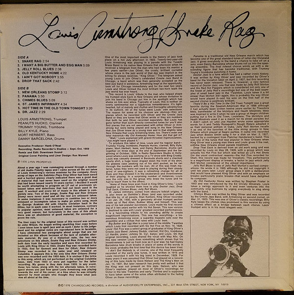Louis Armstrong : Snake Rag (LP)