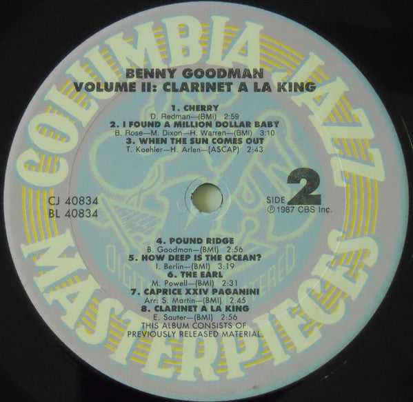 Benny Goodman : Volume II: Clarinet A La King (LP, Comp, Mono, RM)