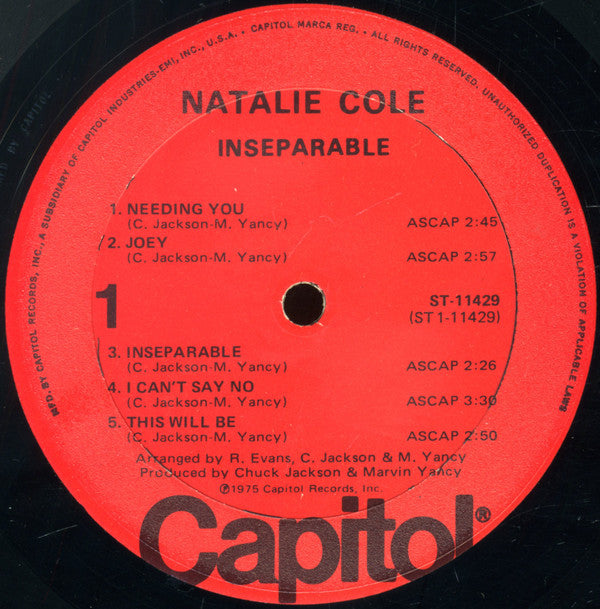 Natalie Cole : Inseparable (LP, Album)