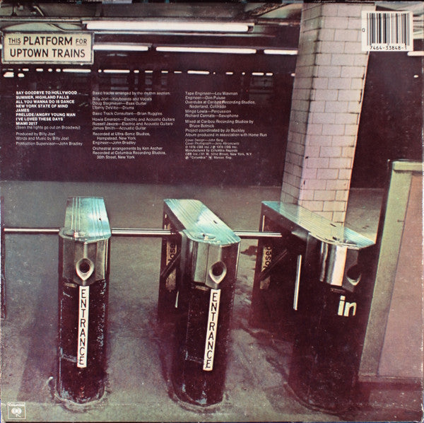 Billy Joel : Turnstiles (LP, Album, RE, Pit)