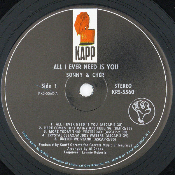 Sonny & Cher : All I Ever Need Is You (LP, Album, Bla)