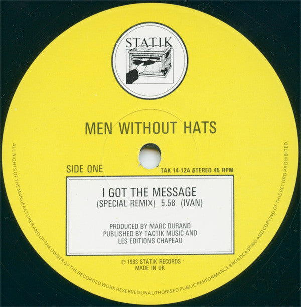 Men Without Hats : I Got The Message (12", Single)