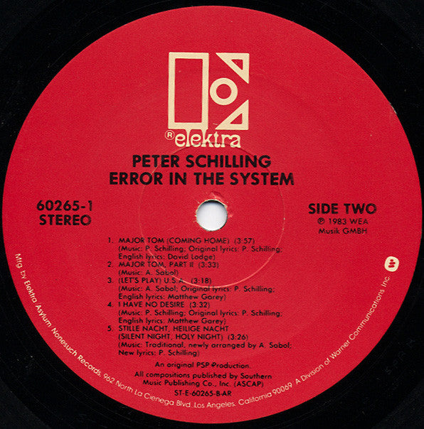 Peter Schilling : Error In The System (LP, Album, All)