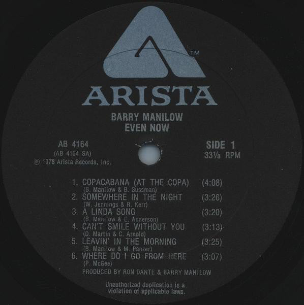 Barry Manilow : Even Now (LP, Album, All)