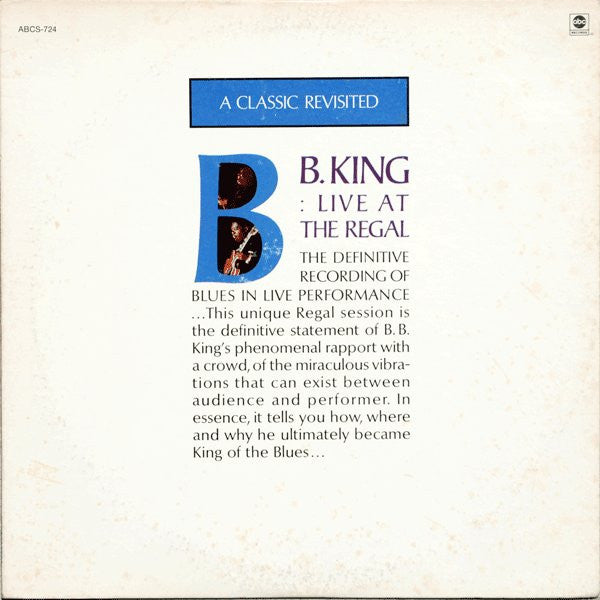 B.B. King : Live At The Regal (LP, Album, RE, Mon)