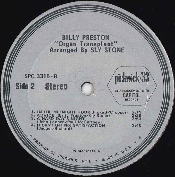 Billy Preston : Organ Transplant (LP, Album, RE)
