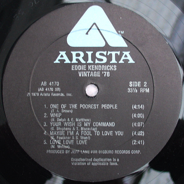 Eddie Kendricks : Vintage '78 (LP, Album)