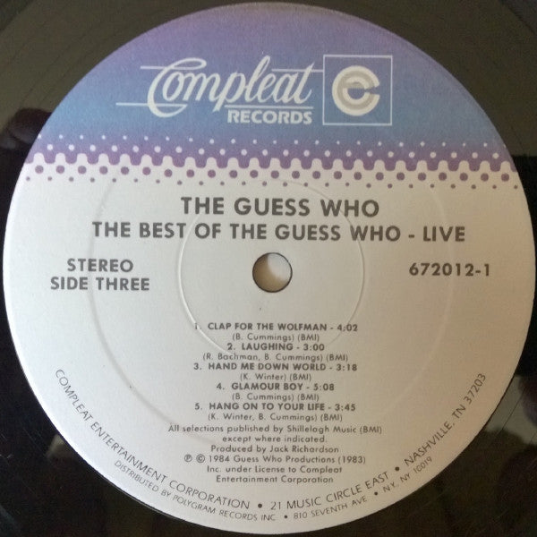 The Guess Who : The Best Of The Guess Who-Live! (2xLP, Album)