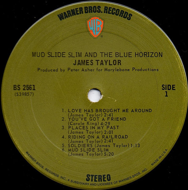 James Taylor (2) : Mud Slide Slim And The Blue Horizon (LP, Album, Pit)