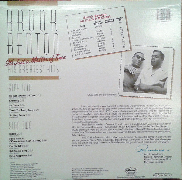 Brook Benton : His Greatest Hits, It's Just A Matter Of Time (LP, Comp, 53 )
