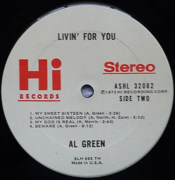 Al Green : Livin' For You (LP, Album, TH )