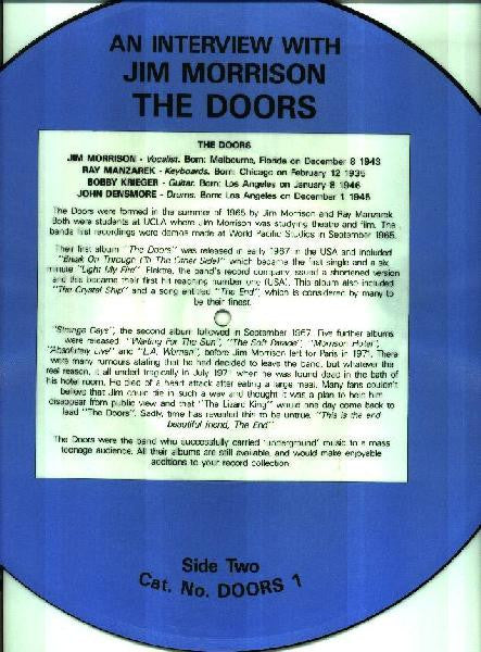 The Doors : An Interview With Jim Morrison The Doors (12", Pic, Unofficial)