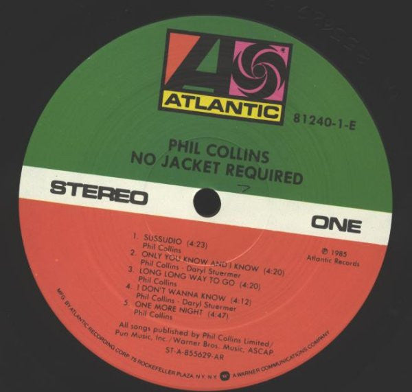 Phil Collins : No Jacket Required (LP, Album, AR)