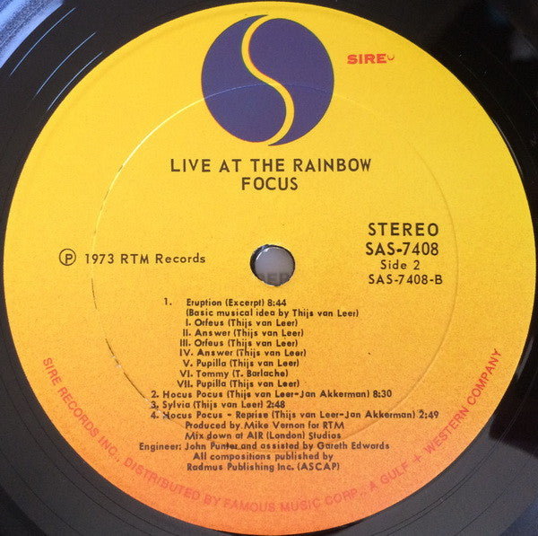 Focus (2) : Live At The Rainbow (LP, Album)