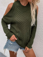 Cable-Knit Cold Shoulder Sweater