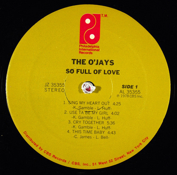 The O'Jays : So Full Of Love (LP, Album, Ter)