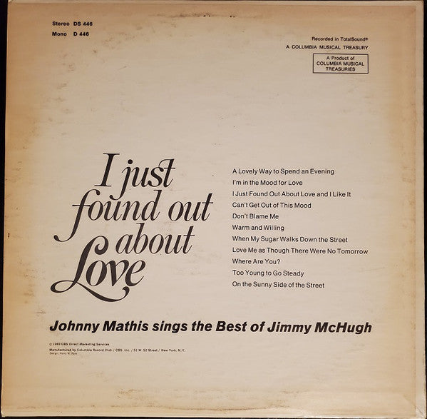 Johnny Mathis : I Just Found Out About Love! (LP, Comp)