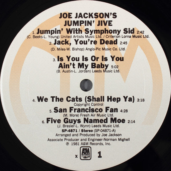 Joe Jackson : Joe Jackson's Jumpin' Jive (LP, Album, x -)