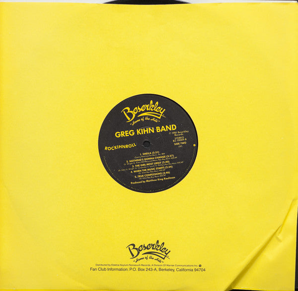Greg Kihn Band : Rockihnroll (LP, Album, Spe)