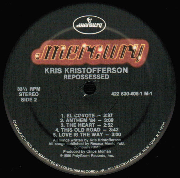 Kris Kristofferson And The Borderlords : Repossessed (LP, Album, 53 )