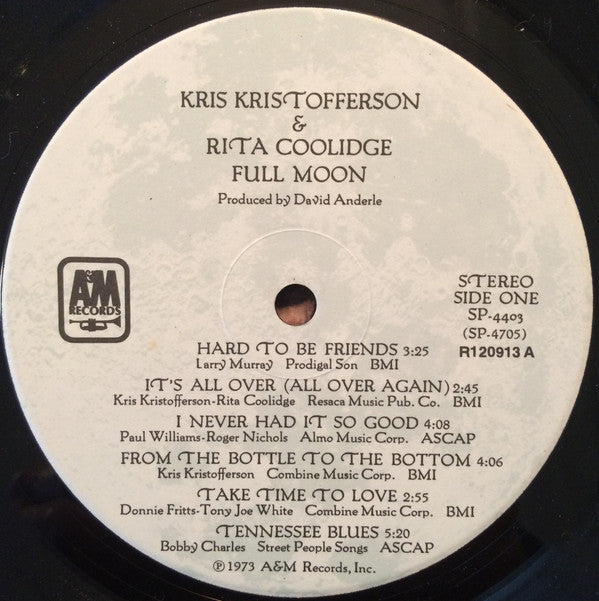 Kris Kristofferson & Rita Coolidge : Full Moon (LP, Album, Club, Gat)