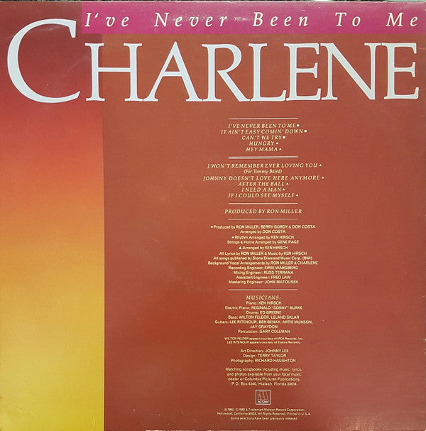 Charlene : I've Never Been To Me (LP, Album)