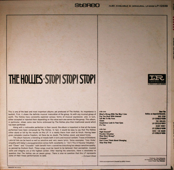 The Hollies : Stop! Stop! Stop! (LP, Album)