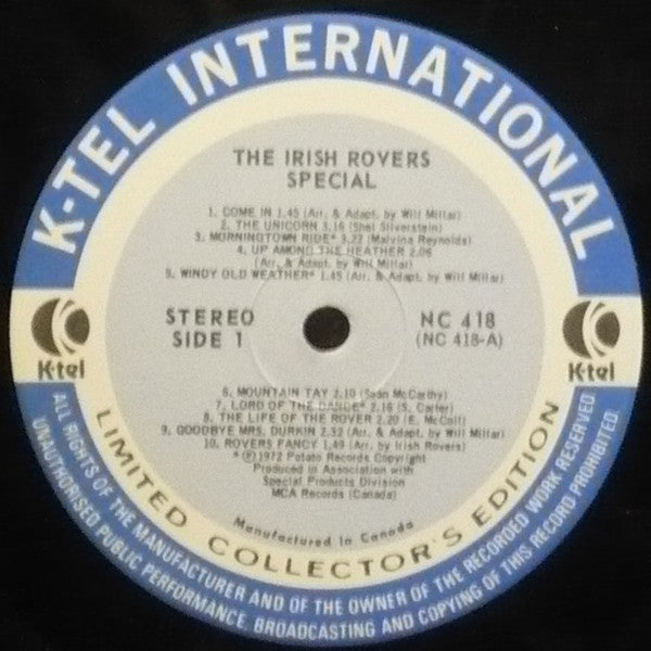 The Irish Rovers : The Irish Rovers Special (LP, Comp)