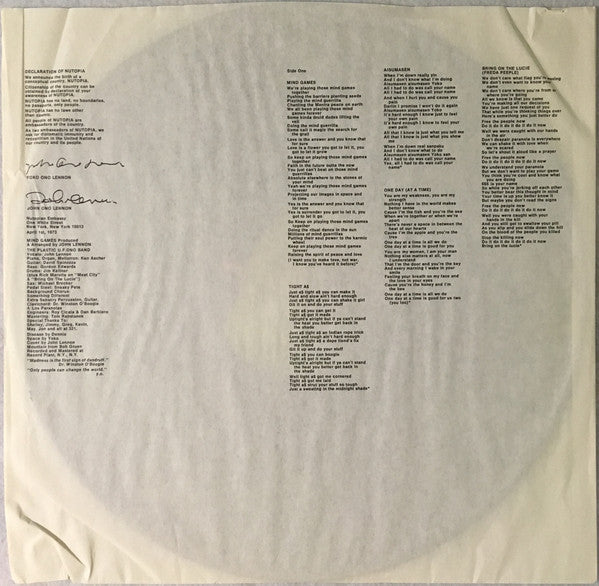 John Lennon : Mind Games (LP, Album, Jac)