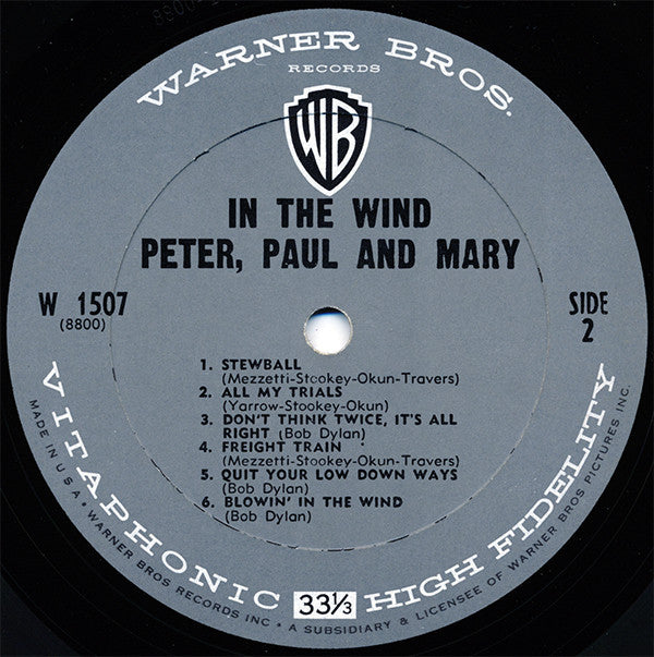 Peter, Paul & Mary : In The Wind (LP, Album, Mono)