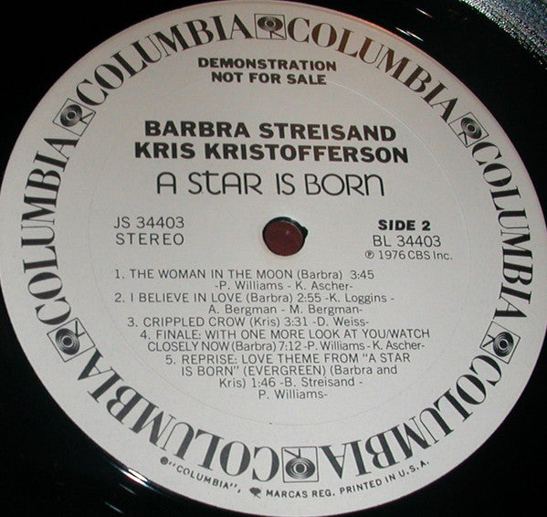Barbra Streisand, Kris Kristofferson : A Star Is Born (LP, Album, Promo, Gat)