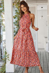 Floral Tiered Grecian Midi Dress