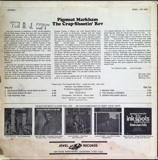 Pigmeat Markham : The Crap-Shootin' Rev (LP, Album)