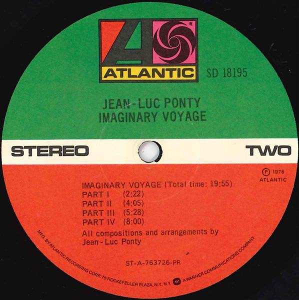 Jean-Luc Ponty : Imaginary Voyage (LP, Album, Pre)