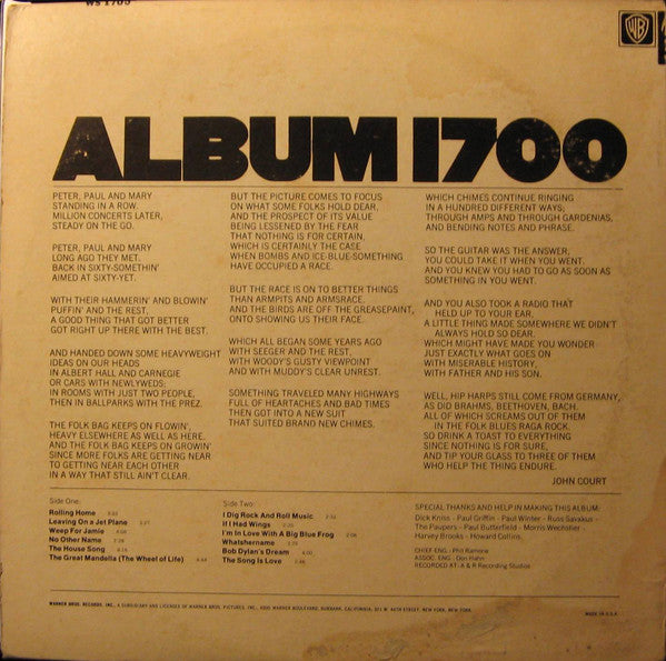 Peter, Paul & Mary : Album 1700 (LP, Album, RE)