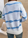 Striped Ribbed Trim Dropped Shoulder Tunic Sweater