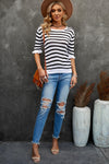 Striped Tie Back Flare Sleeve Knit Top